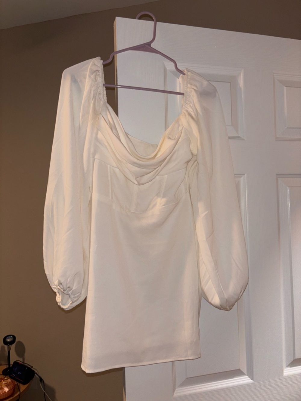 Princess Polly Cream Draped Cowl Neck Mini Dress